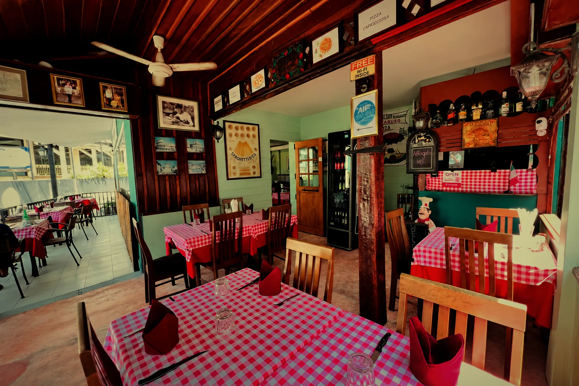 Tables on the covered terrace at Caruso Hua Hin